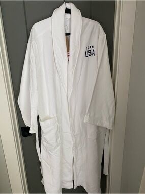 White Team USA Embroidered Skims Long Robe